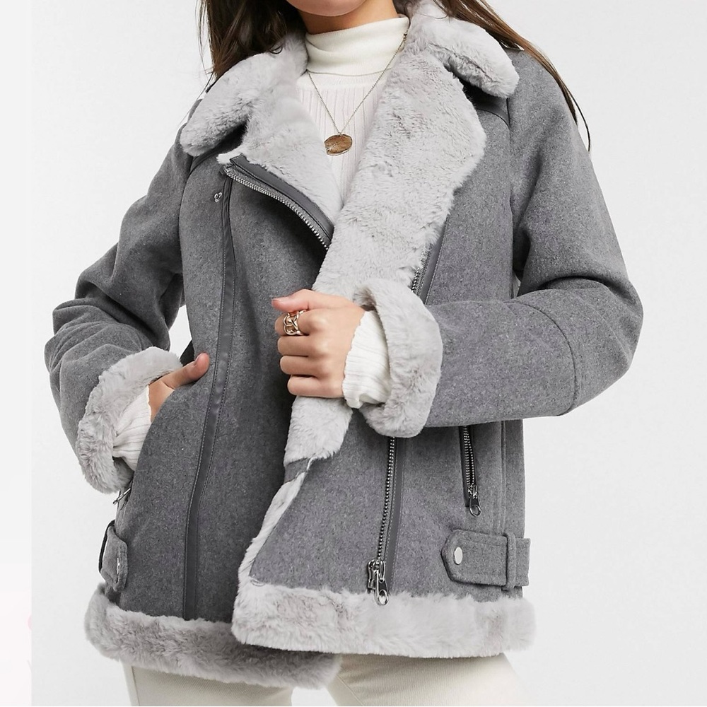 ASOS VERA MODA aviator jacket in grey